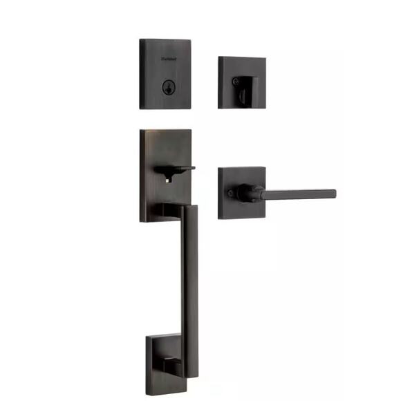 Kwikset San Clemente Front Door Lock Handle and Deadbolt Set, Venetian Bronze - Picture 1 of 8